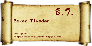 Beker Tivadar névjegykártya
